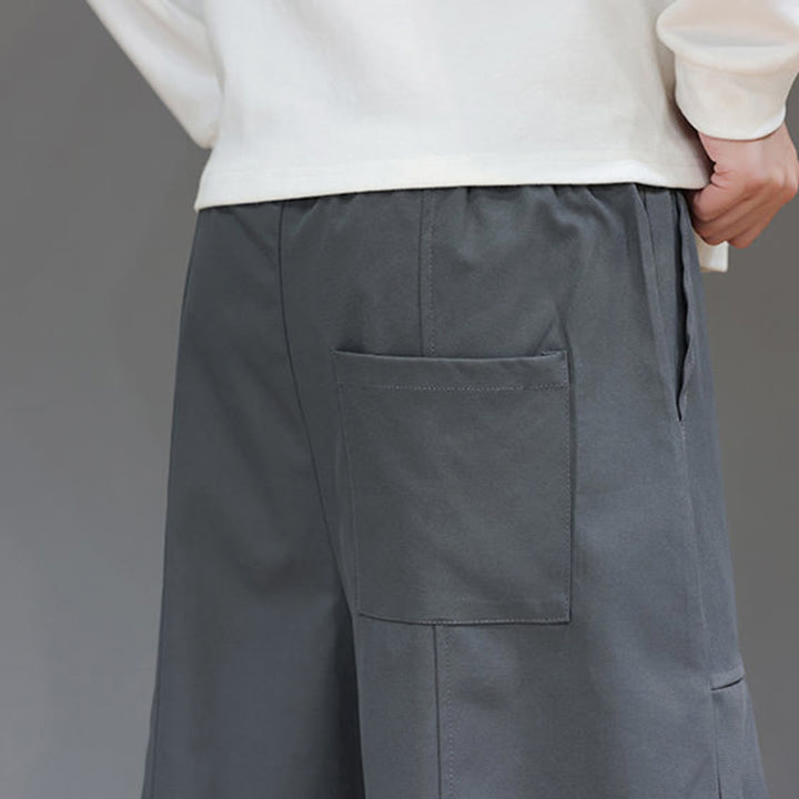 Buddha Stones Herbstfarbene, einfarbige Herren-Haremshose aus Baumwolle mit Taschen - image 20