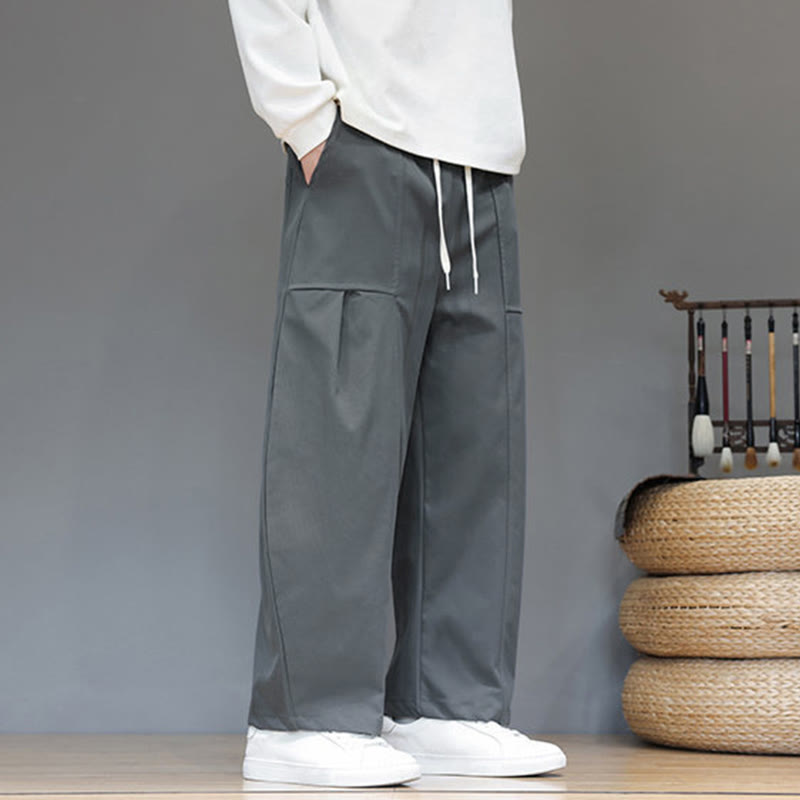 Buddha Stones Herbstfarbene, einfarbige Herren-Haremshose aus Baumwolle mit Taschen - image 12