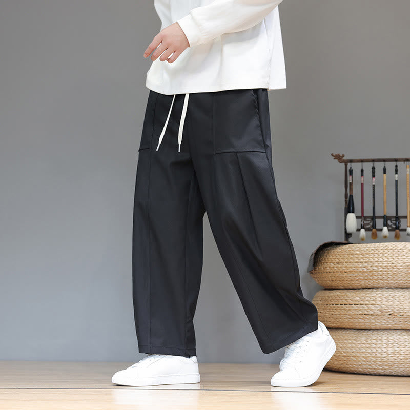 Buddha Stones Herbstfarbene, einfarbige Herren-Haremshose aus Baumwolle mit Taschen - image 23