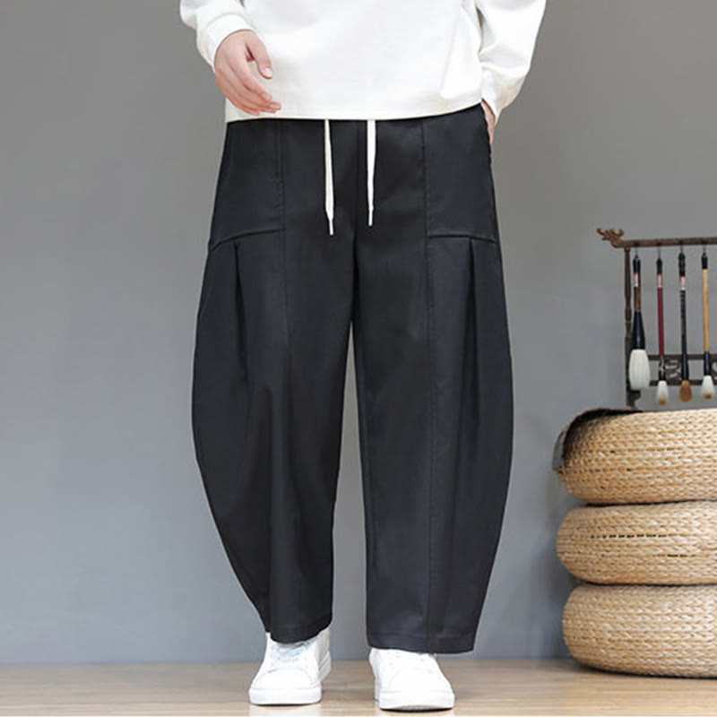 Buddha Stones Herbstfarbene, einfarbige Herren-Haremshose aus Baumwolle mit Taschen - image 27