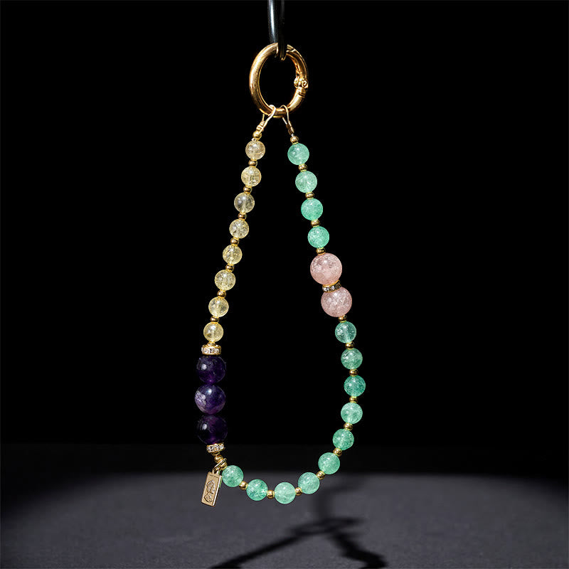 Buddha Stones, grüner Erdbeerquarz, Citrin, Königin-Charm, ruhiger Schlüsselanhänger, Handy-Hängedekoration - image 3