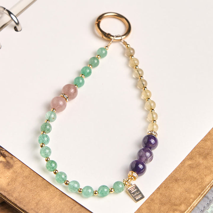 Buddha Stones, grüner Erdbeerquarz, Citrin, Königin-Charm, ruhiger Schlüsselanhänger, Handy-Hängedekoration - Grüner Erdbeerquarz (Liebe ♥ Dankbarkeit) - image 0