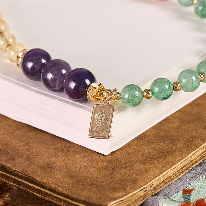 Buddha Stones, grüner Erdbeerquarz, Citrin, Königin-Charm, ruhiger Schlüsselanhänger, Handy-Hängedekoration - image 1