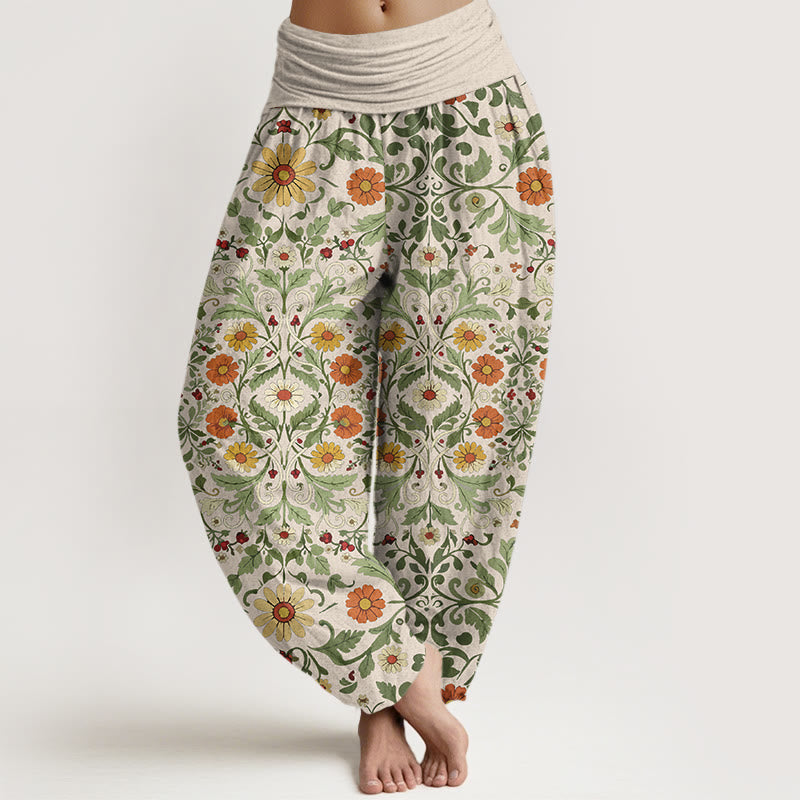 Buddha Stones, reine Baumwolle, bunte Blumenranken, Damen-Haremshose mit elastischem Bund - Blanchierte Mandel - US16, UK/AU20, EU48 (3XL) - image 5