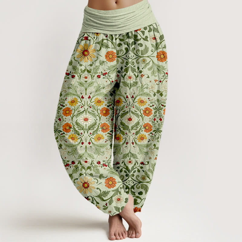 Buddha Stones, reine Baumwolle, bunte Blumenranken, Damen-Haremshose mit elastischem Bund - Hellgrün - US16, UK/AU20, EU48 (3XL) - image 8