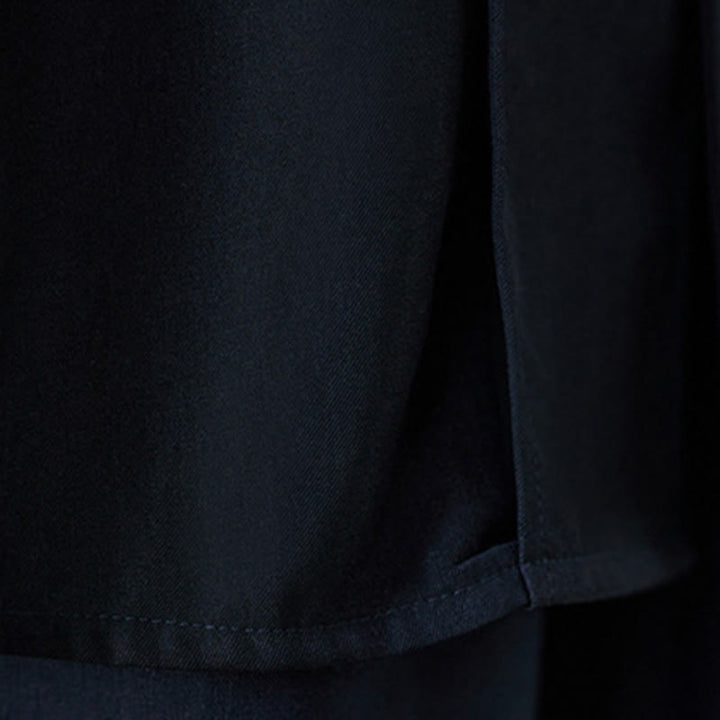 Buddha Stones Schwarzes, schlichtes Langarmshirt aus Baumwolle mit Froschknopfverschluss für Damen - image 9