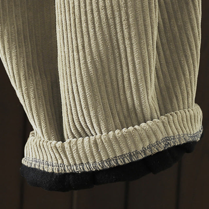 Buddha Stones Damen Winter Haremshose aus Cord-Baumwolle mit hoher Taille und Fleecefutter und Taschen - image 21