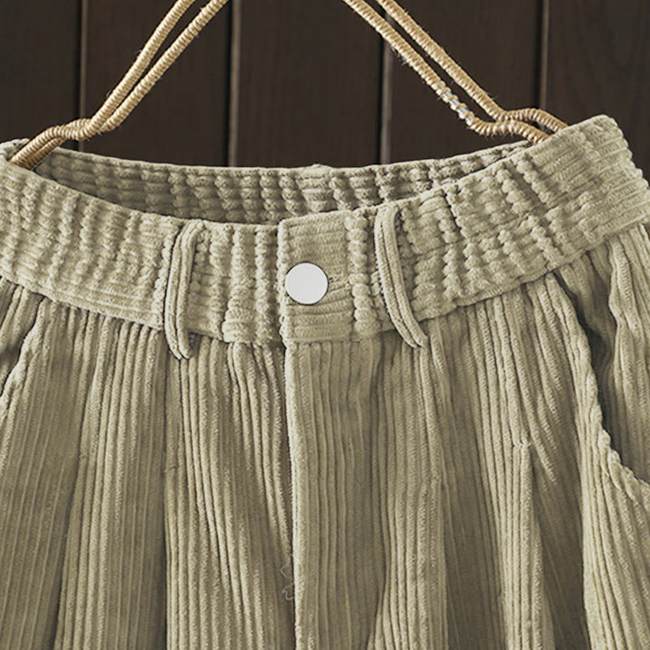 Buddha Stones Damen Winter Haremshose aus Cord-Baumwolle mit hoher Taille und Fleecefutter und Taschen - image 20