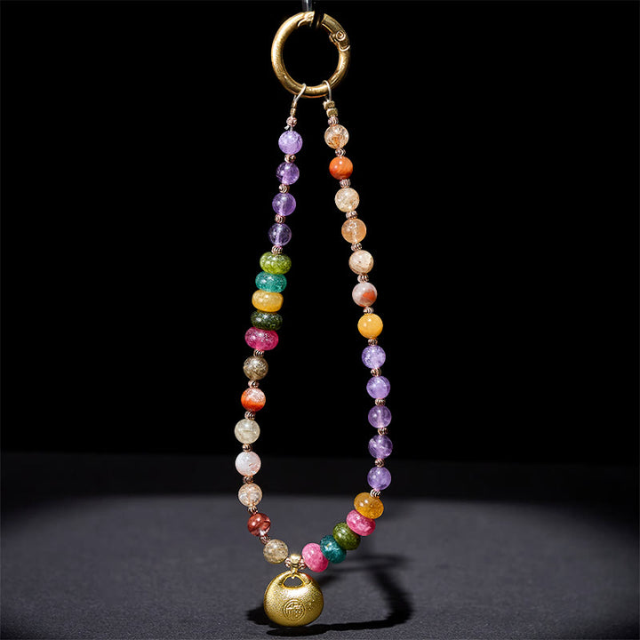 Buddha Stones, bunter Fu-Charakter, Amethyst, Super Seven Kristall-Schlüsselanhänger, Handy-Hängedekoration - image 3