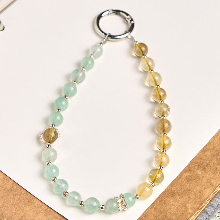 Buddha Stones, grüner Erdbeerquarz, Citrin-Perlen, beruhigender Schlüsselanhänger, Handy-Hängedekoration - Grüner Erdbeerquarz (Liebe ♥ Dankbarkeit) - image 0