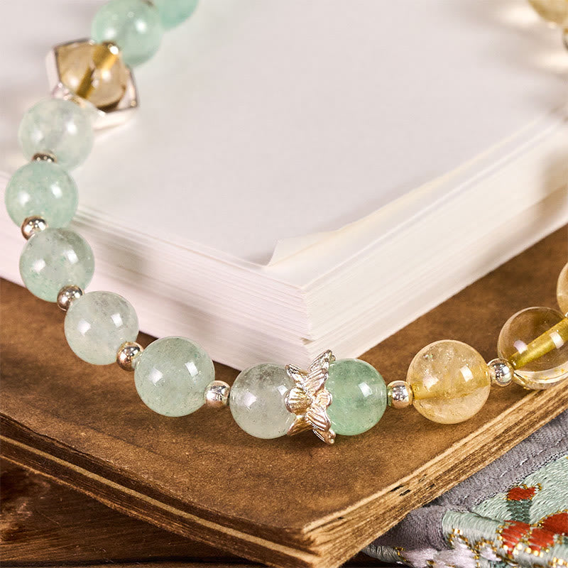 Buddha Stones, grüner Erdbeerquarz, Citrin-Perlen, beruhigender Schlüsselanhänger, Handy-Hängedekoration - image 1