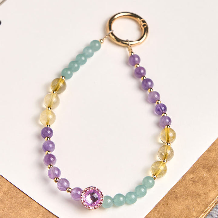 Buddha Stones ​​Amethystgrüner Aventurin Spirituelles Bewusstsein Schlüsselanhänger Handy-Hängedekoration - Amethyst (Meditation ♥ Balance) - image 0