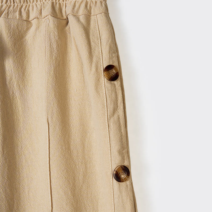 Buddha Stones Einfarbige Herren-Baumwollhose mit seitlichen Knöpfen und Taschen - image 2