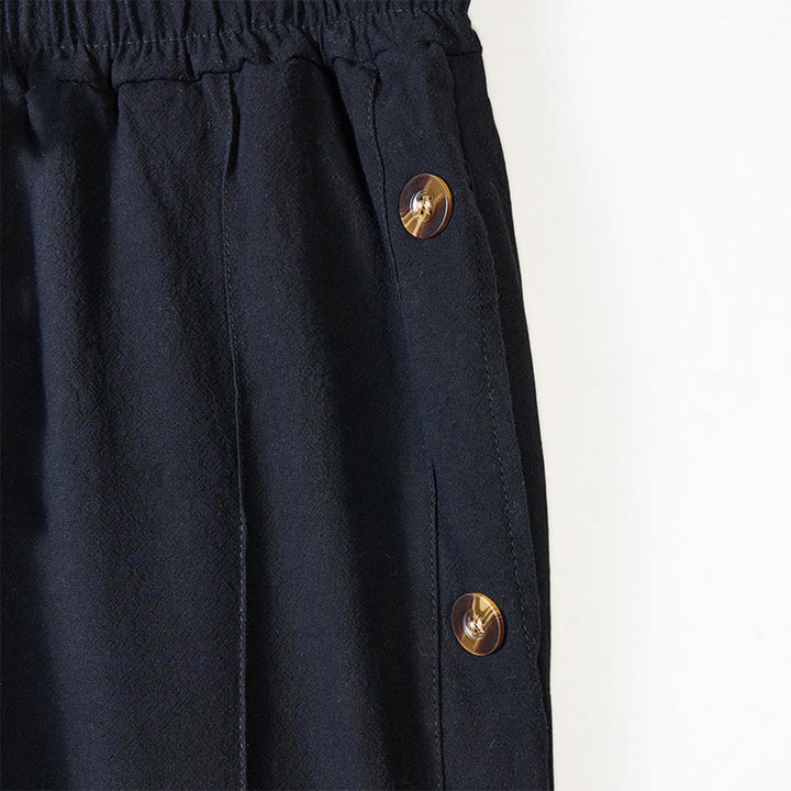 Buddha Stones Einfarbige Herren-Baumwollhose mit seitlichen Knöpfen und Taschen - image 6