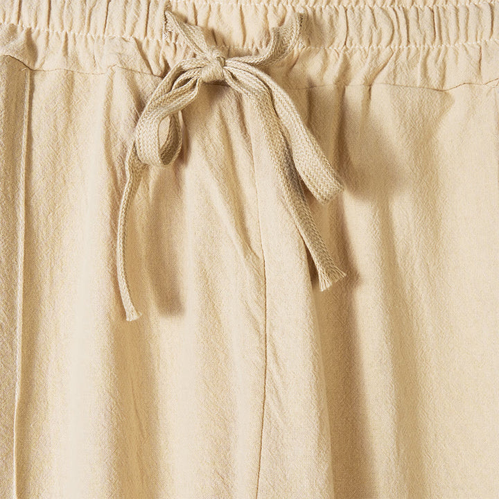 Buddha Stones Einfarbige Herren-Baumwollhose mit seitlichen Knöpfen und Taschen - image 1