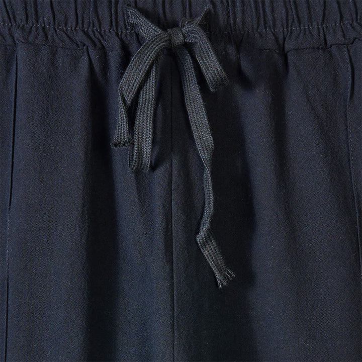 Buddha Stones Einfarbige Herren-Baumwollhose mit seitlichen Knöpfen und Taschen - image 5