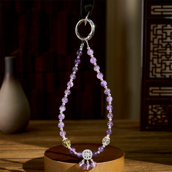 Buddha Stones, Amethyst-Blumen-Anhänger, spirituelles Bewusstsein, Perlen-Schlüsselanhänger, Handy-Anhänger - image 2