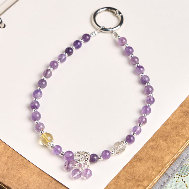 Buddha Stones, Amethyst-Blumen-Anhänger, spirituelles Bewusstsein, Perlen-Schlüsselanhänger, Handy-Anhänger - Amethyst (Meditation ♥ Balance) - image 0