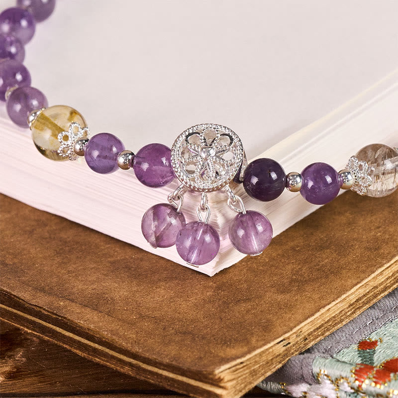 Buddha Stones, Amethyst-Blumen-Anhänger, spirituelles Bewusstsein, Perlen-Schlüsselanhänger, Handy-Anhänger - image 1