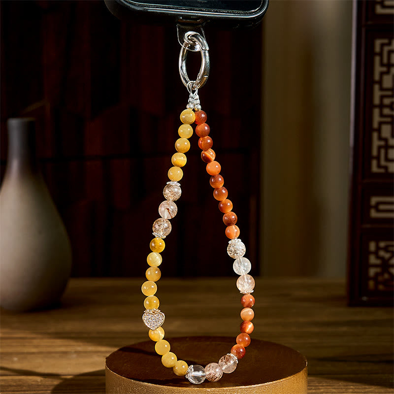 Buddha Stones, Goldener Tigerauge, Roter Tigerauge, Herzanhänger, Stärke-Schlüsselanhänger, Handy-Anhänger - image 3