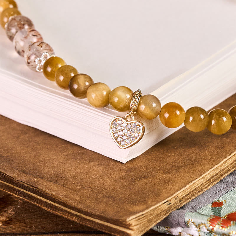 Buddha Stones, Goldener Tigerauge, Roter Tigerauge, Herzanhänger, Stärke-Schlüsselanhänger, Handy-Anhänger - image 1