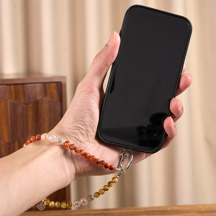 Buddha Stones, Goldener Tigerauge, Roter Tigerauge, Herzanhänger, Stärke-Schlüsselanhänger, Handy-Anhänger - image 5