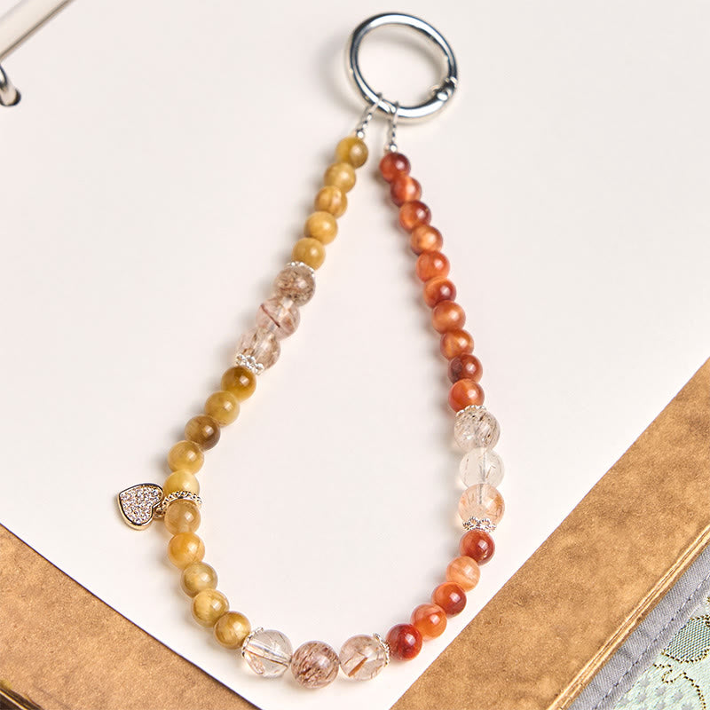 Buddha Stones, Goldener Tigerauge, Roter Tigerauge, Herzanhänger, Stärke-Schlüsselanhänger, Handy-Anhänger - Tigerauge (Schutz ♥ Mut) - image 0