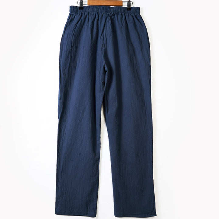 Buddha Stones Einfarbige Knöpfe Kordelzug Herren Baumwollhose mit Taschen - image 6