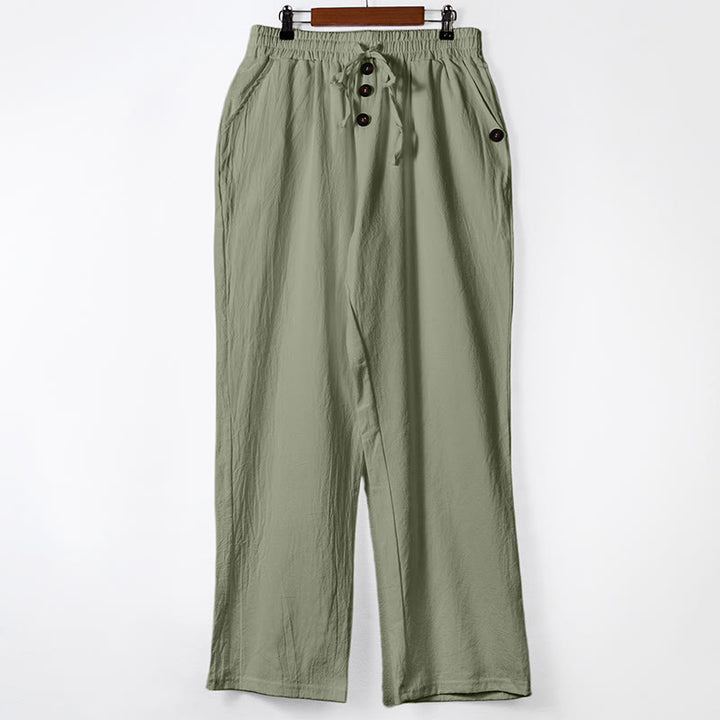 Buddha Stones Einfarbige Knöpfe Kordelzug Herren Baumwollhose mit Taschen - Dunkelmeergrün - US/UK/AU46, EU56 (3XL) - image 18