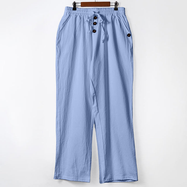 Buddha Stones Einfarbige Knöpfe Kordelzug Herren Baumwollhose mit Taschen - Hellblau - US/UK/AU46, EU56 (3XL) - image 26