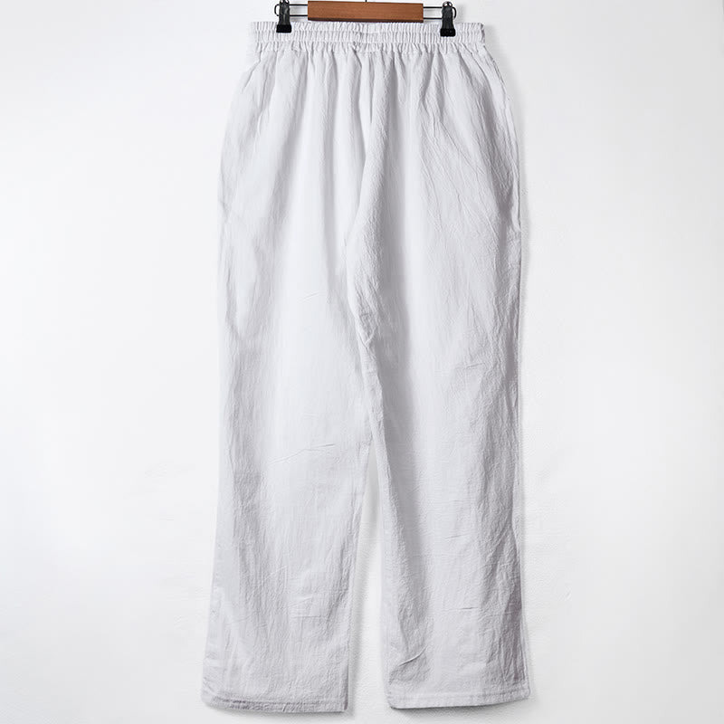 Buddha Stones Einfarbige Knöpfe Kordelzug Herren Baumwollhose mit Taschen - image 10