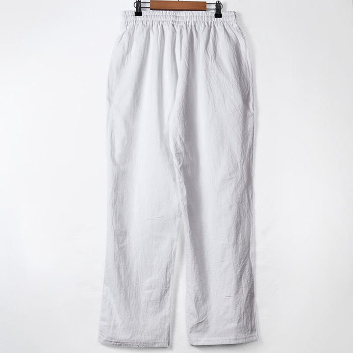 Buddha Stones Einfarbige Knöpfe Kordelzug Herren Baumwollhose mit Taschen - image 10