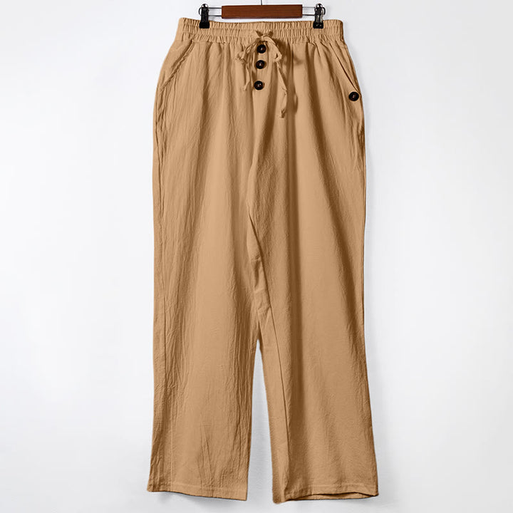 Buddha Stones Einfarbige Knöpfe Kordelzug Herren Baumwollhose mit Taschen - SandyBrown - US/UK/AU46, EU56 (3XL) - image 30
