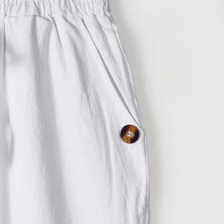 Buddha Stones Einfarbige Knöpfe Kordelzug Herren Baumwollhose mit Taschen - image 8