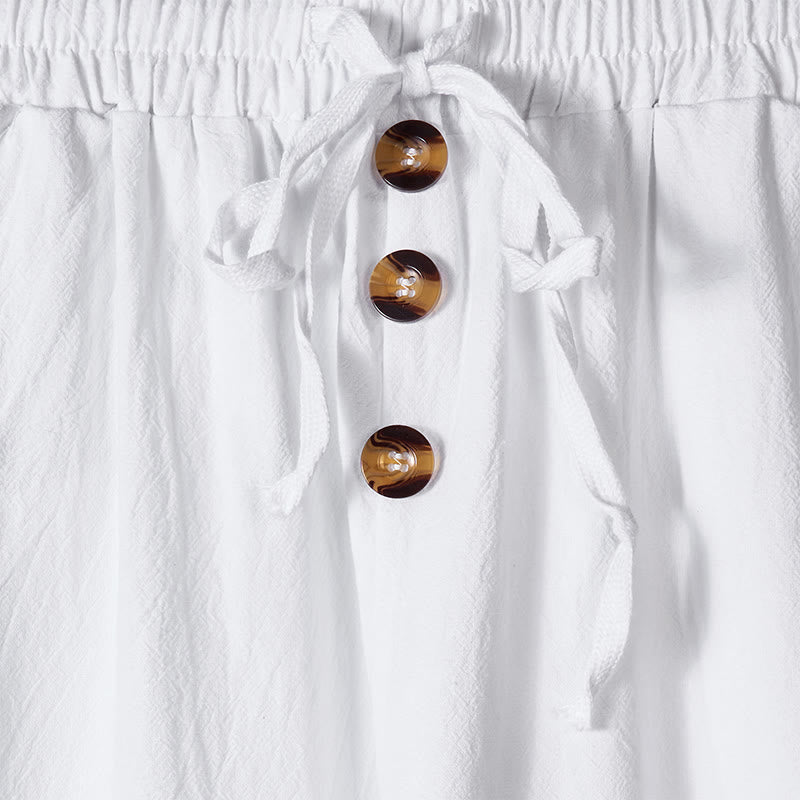 Buddha Stones Einfarbige Knöpfe Kordelzug Herren Baumwollhose mit Taschen - image 9