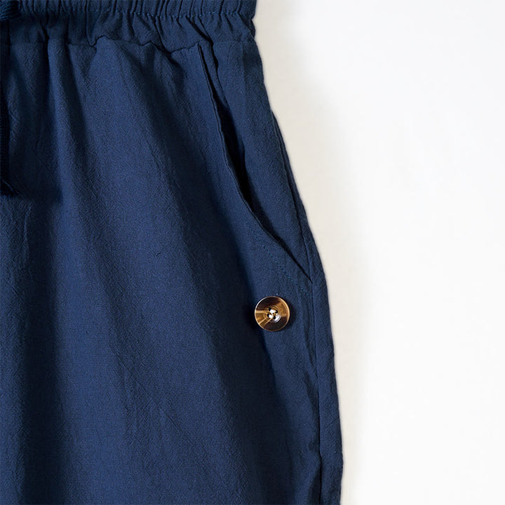 Buddha Stones Einfarbige Knöpfe Kordelzug Herren Baumwollhose mit Taschen - image 3