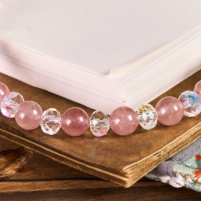 Buddha Stones ​​Natürlicher Erdbeerquarz-Perlen-Schlüsselanhänger/Handy-Hängedekoration - image 1