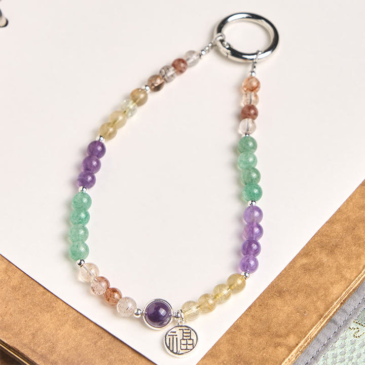 Buddha Stones ​​Fu-Charm Super Seven Kristallwachstum Schlüsselanhänger Handy-Hängedekoration - Super Seven Kristall (Spirituelles ♥ Wachstum) - image 0