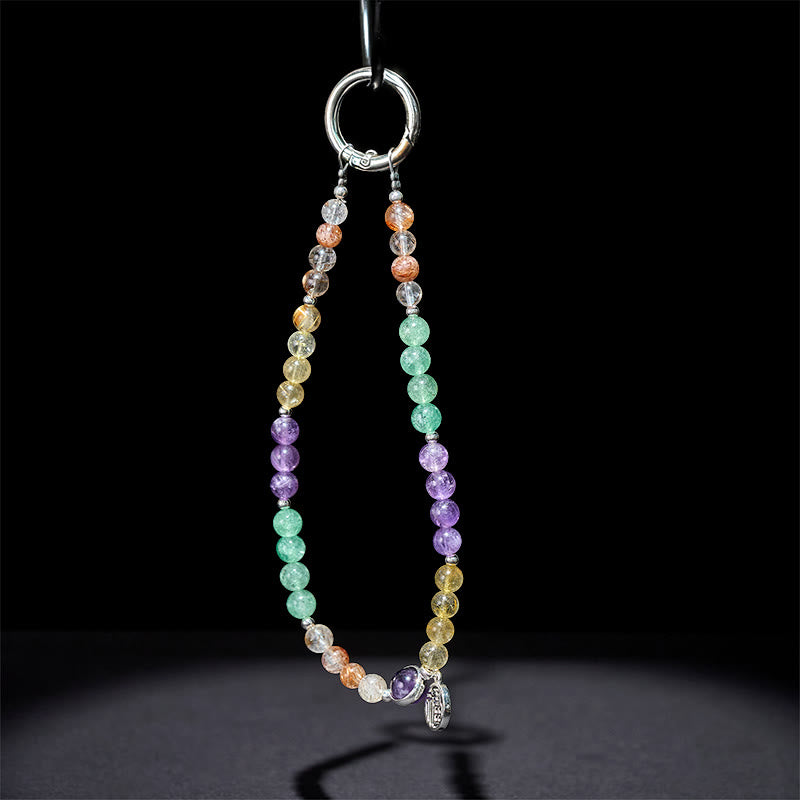 Buddha Stones ​​Fu-Charm Super Seven Kristallwachstum Schlüsselanhänger Handy-Hängedekoration - image 3