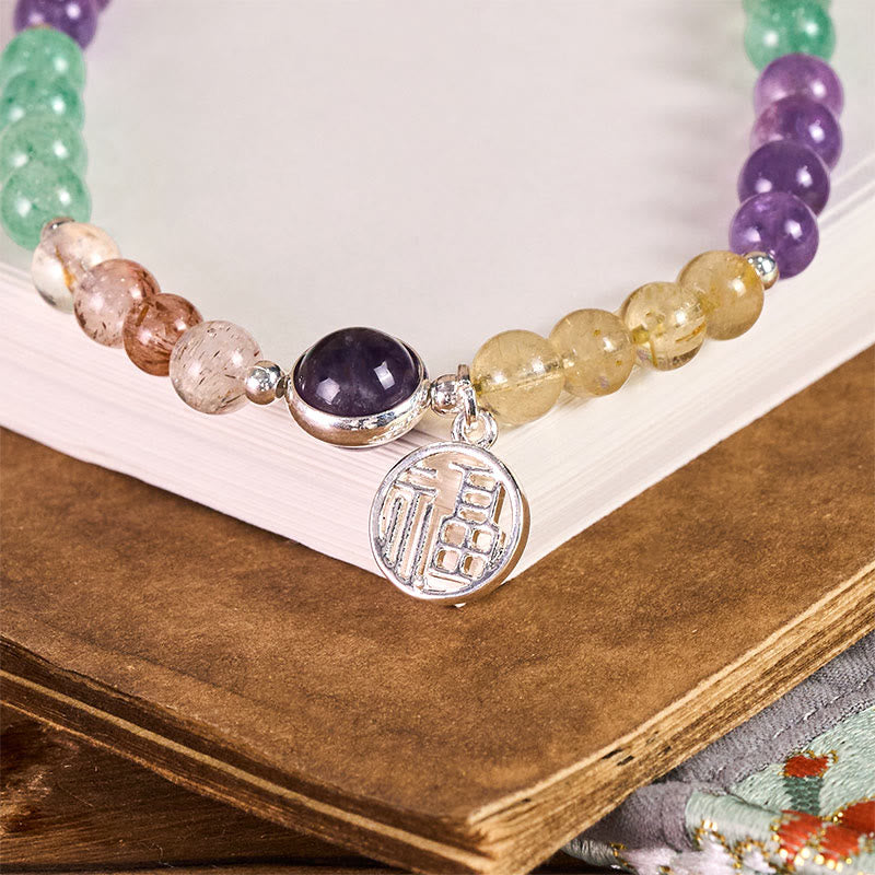 Buddha Stones ​​Fu-Charm Super Seven Kristallwachstum Schlüsselanhänger Handy-Hängedekoration - image 1