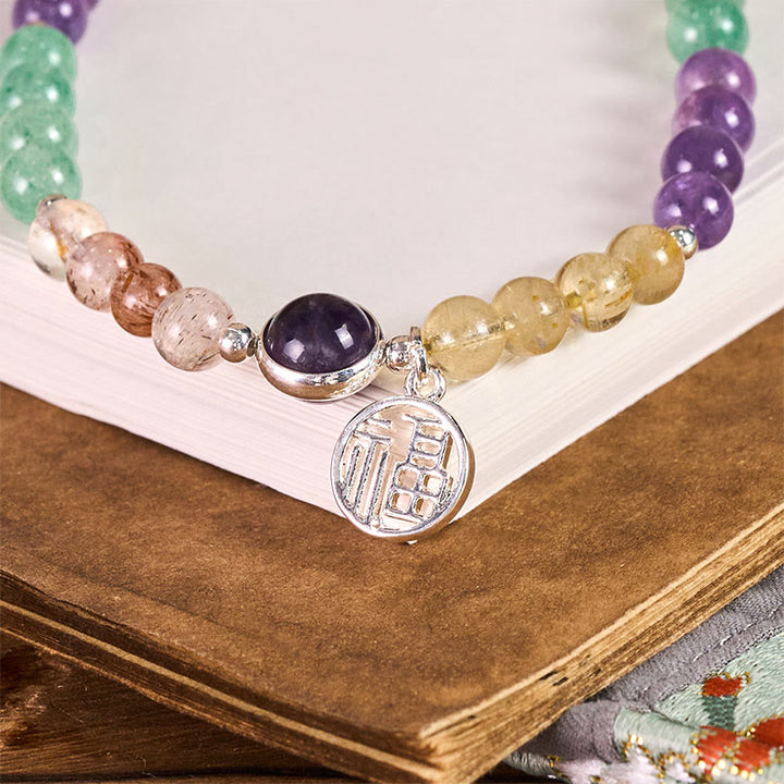 Buddha Stones ​​Fu-Charm Super Seven Kristallwachstum Schlüsselanhänger Handy-Hängedekoration - image 1