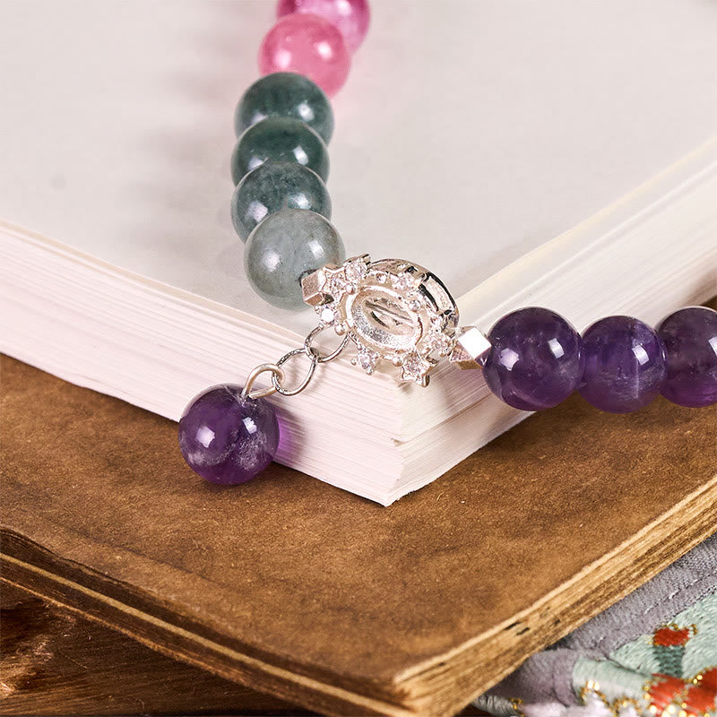 Buddha Stones ​​8 mm natürlicher Amethyst Waageperlen-Schlüsselanhänger Handy-Hängedekoration - image 1