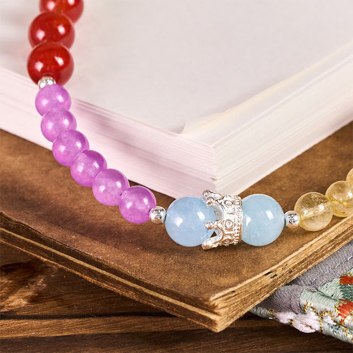 Buddha Stones, lila Chalcedon-Citrin-Krone, Perlen-Harmonie-Schlüsselanhänger, Handy-Hängedekoration - image 1