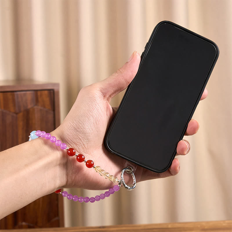 Buddha Stones, lila Chalcedon-Citrin-Krone, Perlen-Harmonie-Schlüsselanhänger, Handy-Hängedekoration - image 4