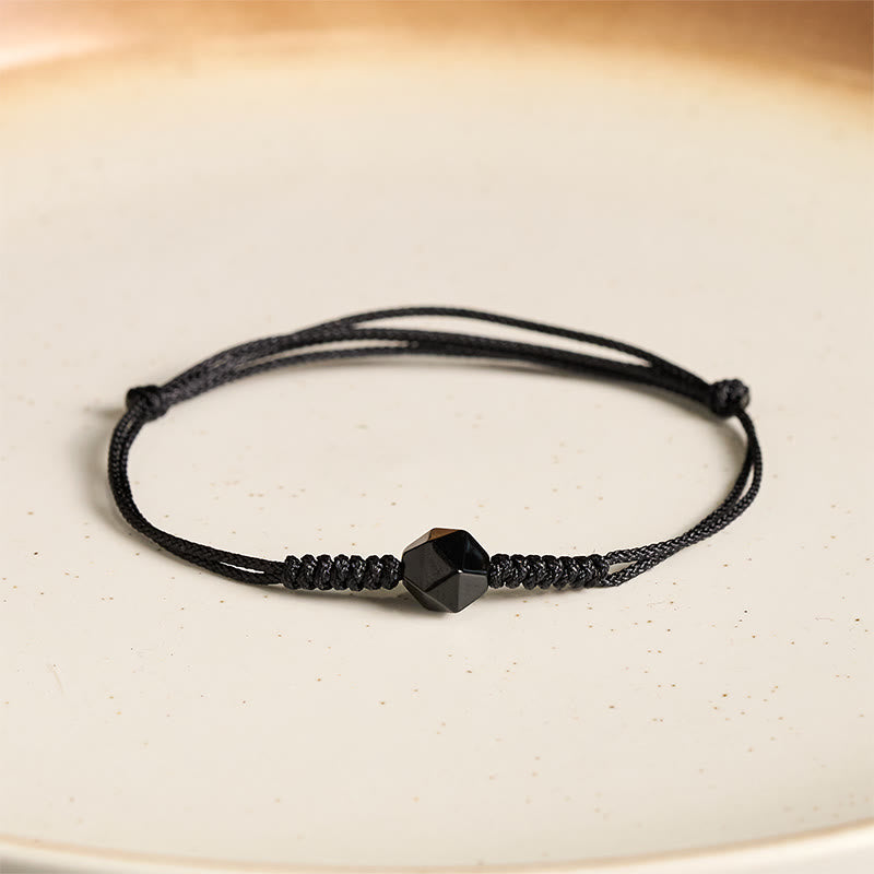 Buddha Stones , natürliches schwarzes Obsidian-Armband, geflochten - image 1