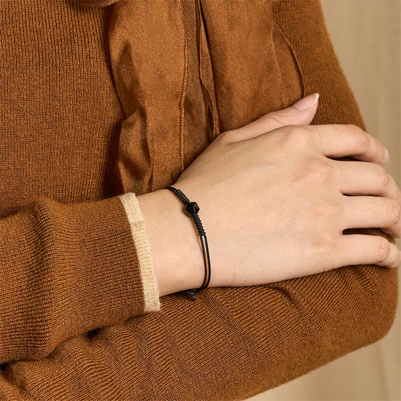 Buddha Stones , natürliches schwarzes Obsidian-Armband, geflochten - image 2