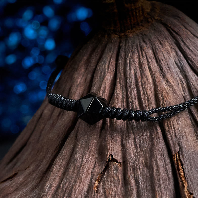 Buddha Stones , natürliches schwarzes Obsidian-Armband, geflochten - image 3