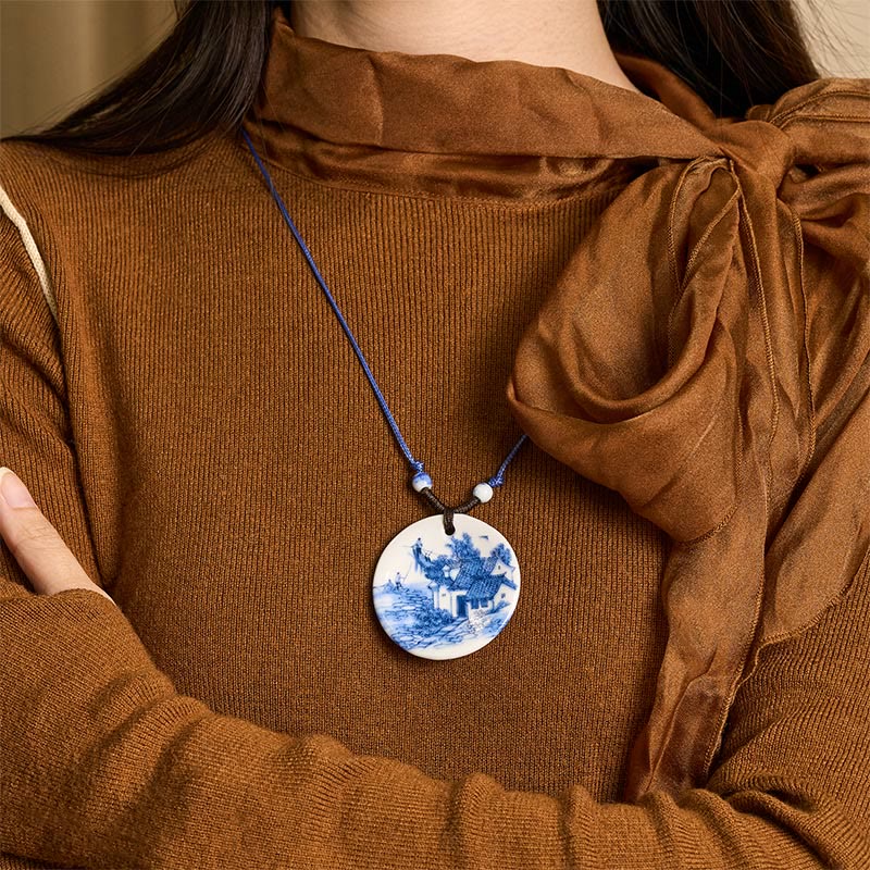 Buddha Stones ​​Ethnische Pfingstrose Pfirsich Blüten Lotus Symbol Keramik Halskette Erleuchtung Anhänger - image 17