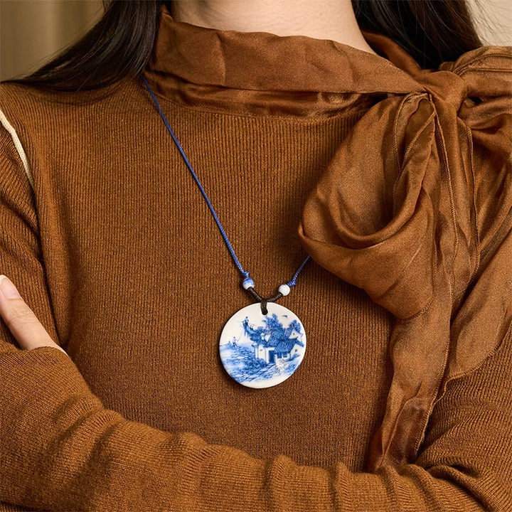 Buddha Stones ​​Ethnische Pfingstrose Pfirsich Blüten Lotus Symbol Keramik Halskette Erleuchtung Anhänger - image 17