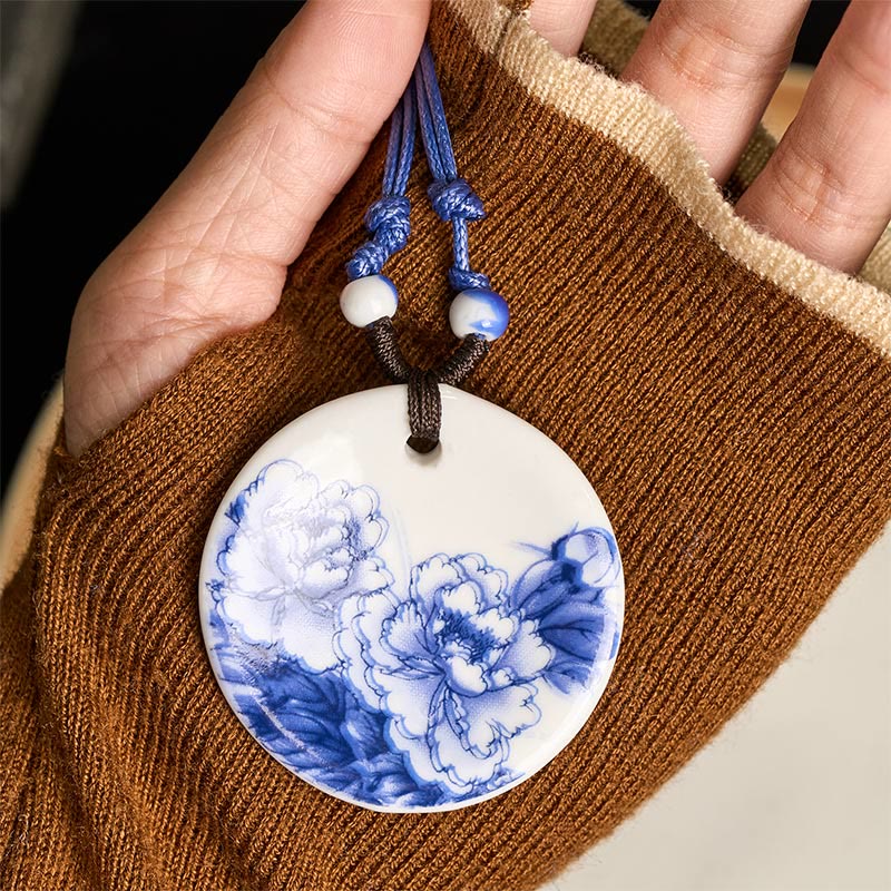 Buddha Stones ​​Ethnische Pfingstrose Pfirsich Blüten Lotus Symbol Keramik Halskette Erleuchtung Anhänger - image 11